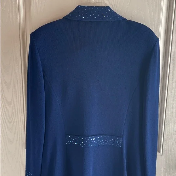 NWOT St John Evening Jacket and Maxi Skirt Set, Royal Blue w/Sequins, Size 14 - Picture 7 of 10